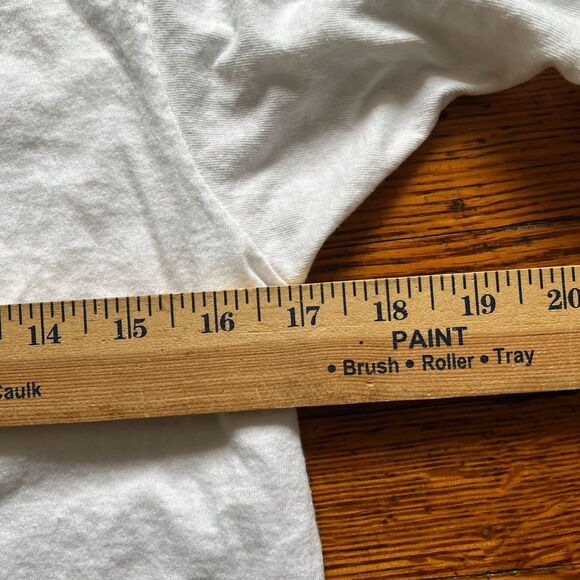 Vintage Hanes V-Neck Solid Blank White T-Shirt Men's Medium Minimal - Picture 4 of 6